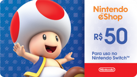 Cartão presente digital do Nintendo eShop: R$ 50,00